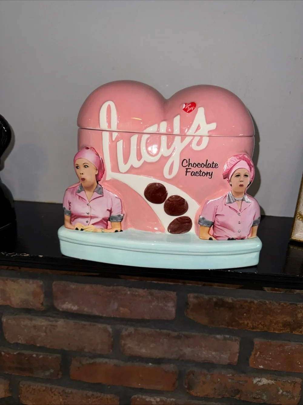 Kurt Adler Lucy's Chocolate Factory Pink Ceramic Cookie Jar